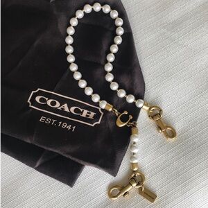 Coach Short Pearl Strap, Pearl / Brass, NWT